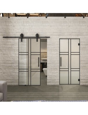 Glasschiebetür BARN-LINE Loft Schwarzlack 14 Blickdicht