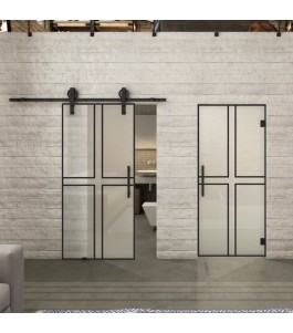 Glasschiebetür BARN-LINE Loft Schwarzlack 15 Blickdicht
