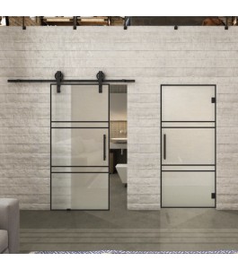 Glasschiebetür BARN-LINE Loft Schwarzlack 17 Blickdicht