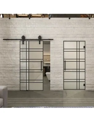 Glasschiebetür BARN-LINE Loft Schwarzlack 19 Blickdicht