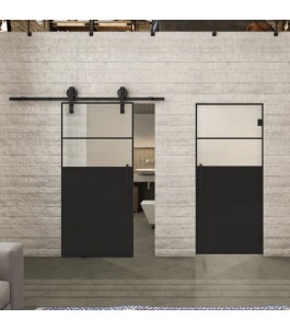Glasschiebetür BARN-LINE Loft Schwarzlack 22 Blickdicht