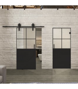 Glasschiebetür BARN-LINE Loft Schwarzlack 24 Blickdicht