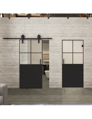 Glasschiebetür BARN-LINE Loft Schwarzlack 24 Blickdicht
