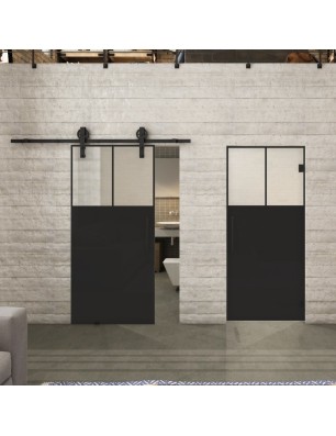Glasschiebetür BARN-LINE Loft Schwarzlack 25 Blickdicht