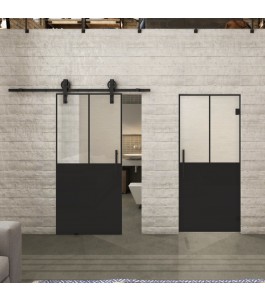Glasschiebetür BARN-LINE Loft Schwarzlack 26 Blickdicht