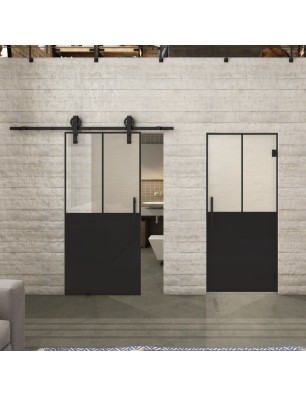 Glasschiebetür BARN-LINE Loft Schwarzlack 26 Blickdicht