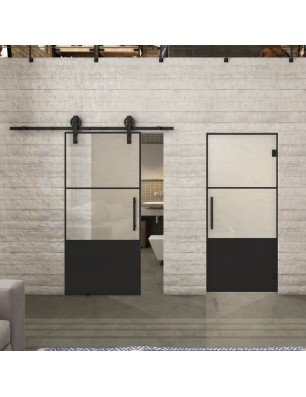 Glasschiebetür BARN-LINE Loft Schwarzlack 33 Blickdicht