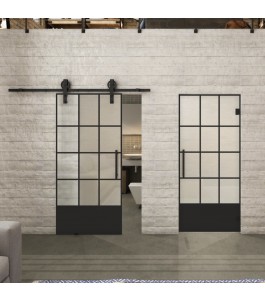 Glasschiebetür BARN-LINE Loft Schwarzlack 37 Blickdicht