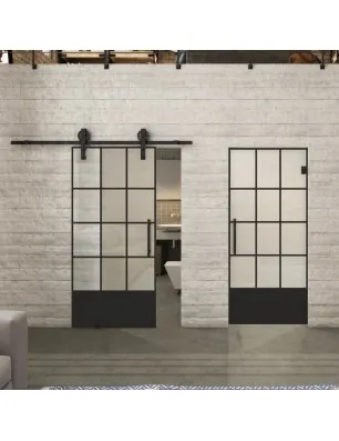 Glasschiebetür BARN-LINE Loft Schwarzlack 37 Blickdicht