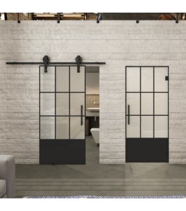 Glasschiebetür BARN-LINE Loft Schwarzlack 38 Blickdicht