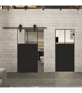 Glasschiebetür BARN-LINE Loft Schwarzlack 25 Auf Klarglas