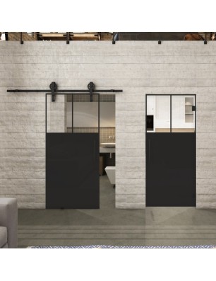 Glasschiebetür BARN-LINE Loft Schwarzlack 25 Auf Klarglas