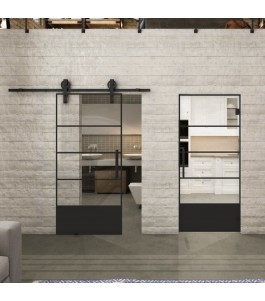Glasschiebetür BARN-LINE Loft Schwarzlack 31 Auf Klarglas