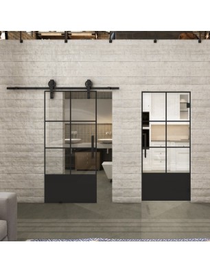 Glasschiebetür BARN-LINE Loft Schwarzlack 35 Auf Klarglas