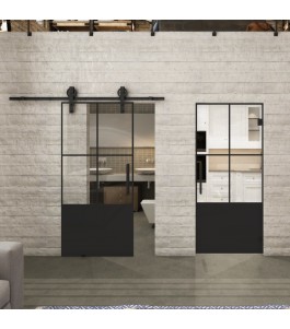 Glasschiebetür BARN-LINE Loft Schwarzlack 36 Auf Klarglas