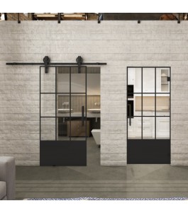 Glasschiebetür BARN-LINE Loft Schwarzlack 38 Auf Klarglas
