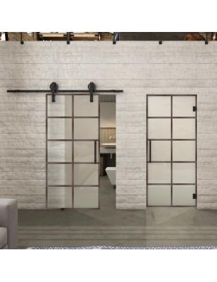 Glasschiebetür BARN-LINE Loft Rosteisen Genietet 05 Blickdicht
