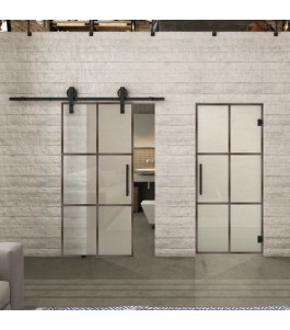 Glasschiebetür BARN-LINE Loft Rosteisen Genietet 07 Blickdicht