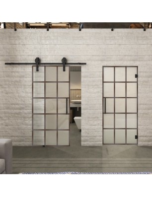 Glasschiebetür BARN-LINE Loft Rosteisen Genietet 09 Blickdicht