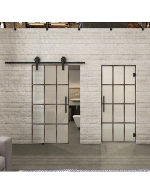Glasschiebetür BARN-LINE Loft Rosteisen Genietet 10 Blickdicht