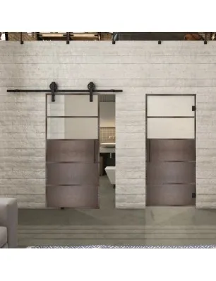 Glasschiebetür BARN-LINE Loft Rosteisen Genietet 13 Blickdicht