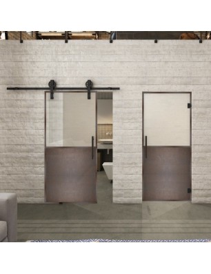 Glasschiebetür BARN-LINE Loft Rosteisen Genietet 16 Blickdicht