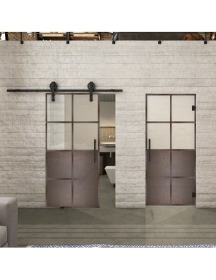 Glasschiebetür BARN-LINE Loft Rosteisen Genietet 18 Blickdicht