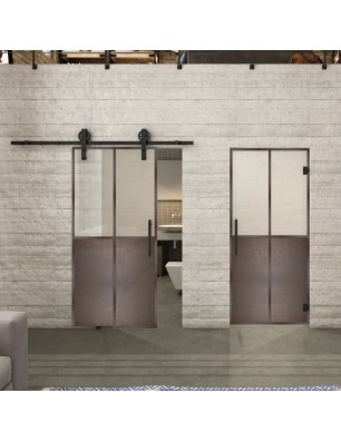 Glasschiebetür BARN-LINE Loft Rosteisen Genietet 20 Blickdicht