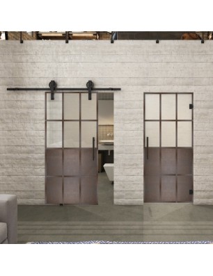 Glasschiebetür BARN-LINE Loft Rosteisen Genietet 22 Blickdicht