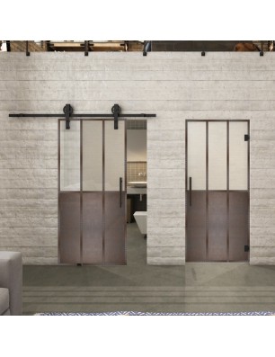 Glasschiebetür BARN-LINE Loft Rosteisen Genietet 24 Blickdicht