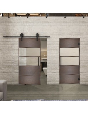 Glasschiebetür BARN-LINE Loft Rosteisen Genietet 25 Blickdicht