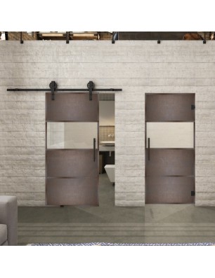 Glasschiebetür BARN-LINE Loft Rosteisen Genietet 26 Blickdicht