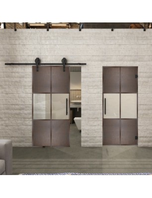 Glasschiebetür BARN-LINE Loft Rosteisen Genietet 30 Blickdicht