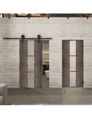 Glasschiebetür BARN-LINE Loft Rosteisen Genietet 36 Blickdicht