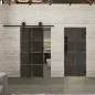 Glasschiebetür BARN-LINE Loft Rosteisen Genietet 06 Auf Grauglas
