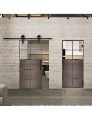 Glasschiebetür BARN-LINE Loft Rosteisen Genietet 17 Auf Klarglas