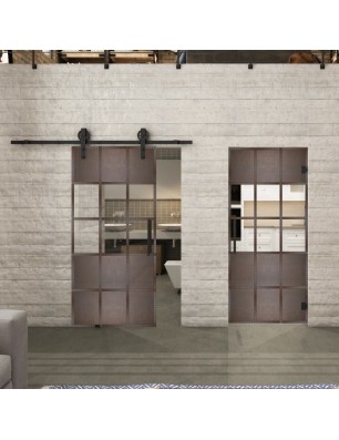 Glasschiebetür BARN-LINE Loft Rosteisen Genietet 31 Auf Klarglas