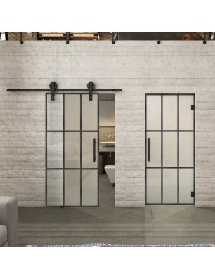 Glasschiebetür BARN-LINE Loft Schwarzeisen Genietet 11 Blickdicht