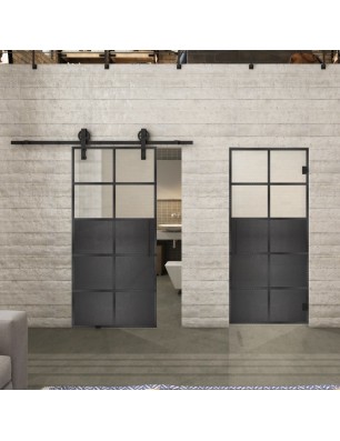 Glasschiebetür BARN-LINE Loft Schwarzeisen Genietet 17 Blickdicht