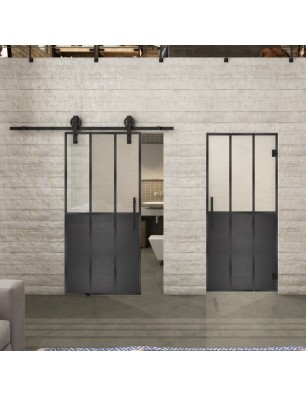 Glasschiebetür BARN-LINE Loft Schwarzeisen Genietet 24 Blickdicht