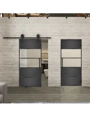 Glasschiebetür BARN-LINE Loft Schwarzeisen Genietet 25 Blickdicht