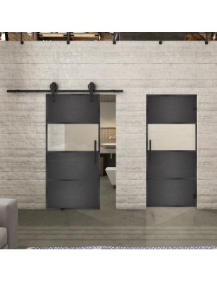 Glasschiebetür BARN-LINE Loft Schwarzeisen Genietet 26 Blickdicht