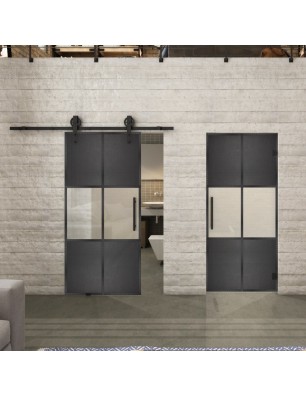 Glasschiebetür BARN-LINE Loft Schwarzeisen Genietet 30 Blickdicht