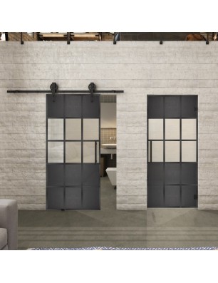 Glasschiebetür BARN-LINE Loft Schwarzeisen Genietet 31 Blickdicht