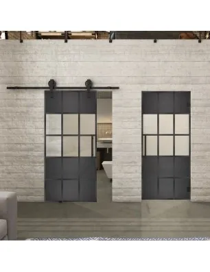 Glasschiebetür BARN-LINE Loft Schwarzeisen Genietet 31 Blickdicht