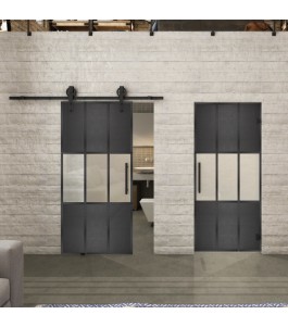 Glasschiebetür BARN-LINE Loft Schwarzeisen Genietet 33 Blickdicht