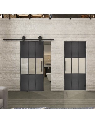 Glasschiebetür BARN-LINE Loft Schwarzeisen Genietet 33 Blickdicht