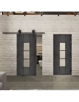 Glasschiebetür BARN-LINE Loft Schwarzeisen Genietet 34 Blickdicht
