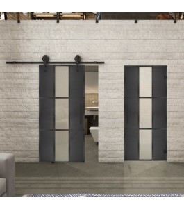 Glasschiebetür BARN-LINE Loft Schwarzeisen Genietet 36 Blickdicht