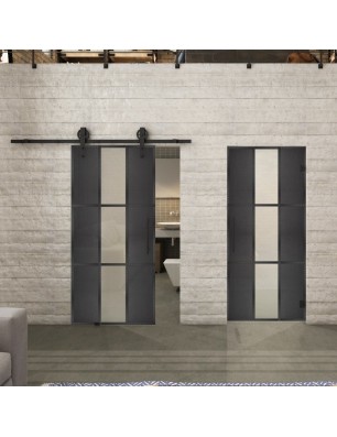 Glasschiebetür BARN-LINE Loft Schwarzeisen Genietet 36 Blickdicht